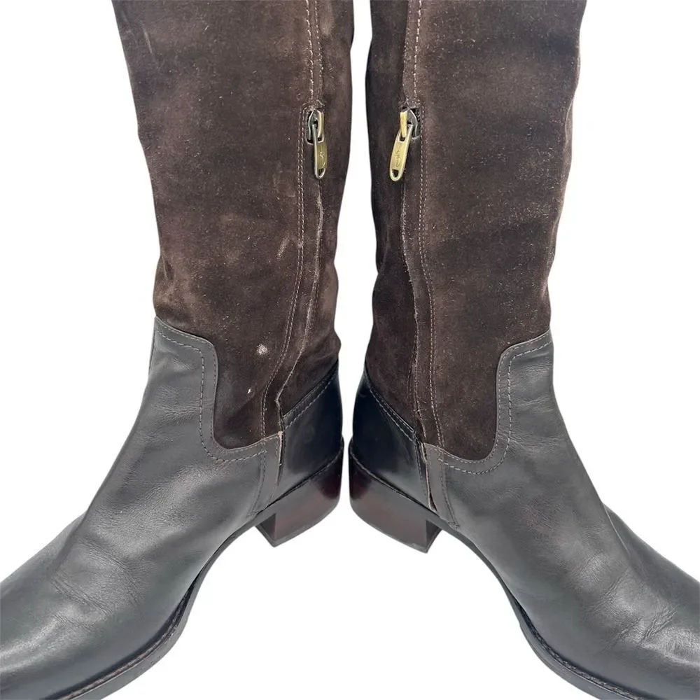 Donald J Pliner Tall Brown Suede Leather Riding Boots